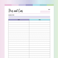 Pros and Cons PDF - Fruity Color Scheme