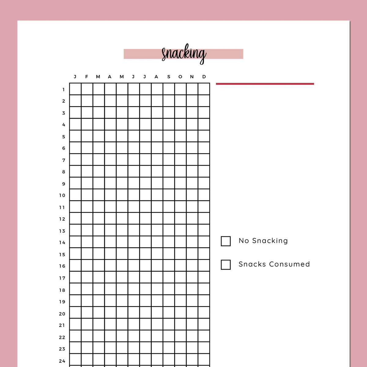 Quit Bored Snacking Journal A5 | Instant Download | Printable PDF ...