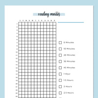 Reading Minutes Tracker Journal - Blue