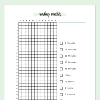 Reading Minutes Tracker Journal - Green
