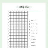 Reading Minutes Tracker Journal - Green