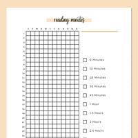 Reading Minutes Tracker Journal - Orange