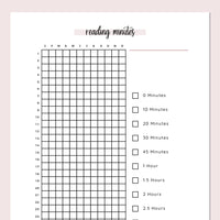Reading Minutes Tracker Journal - Pink