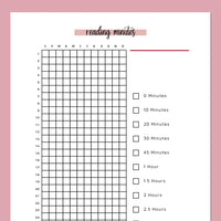 Reading Minutes Tracker Journal - Red