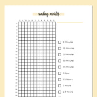 Reading Minutes Tracker Journal - Yellow