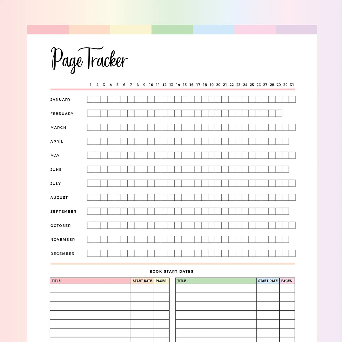 Reading Tracker Printable PDF | A4 & US Letter Sizes | Instant Download ...