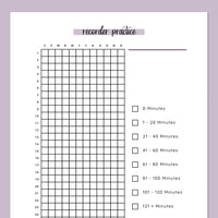 Recorder Practice Journal  - Purple