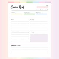 Sermon Notes Template PDF - Page Overview
