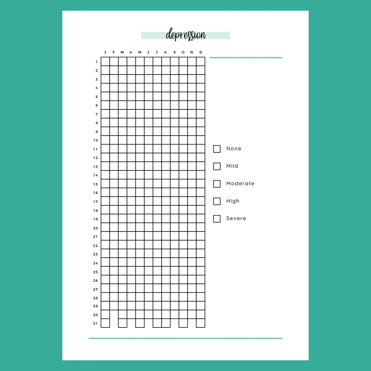 Simple Depression Tracker A5 | Instant Download Printable Template ...