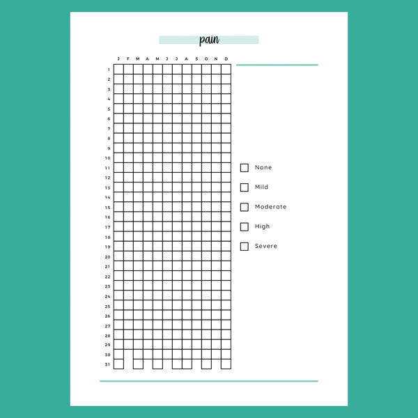 Simple Pain Log Simple Pain Log A5 | Instant Download Printable Template – Plan Print Land