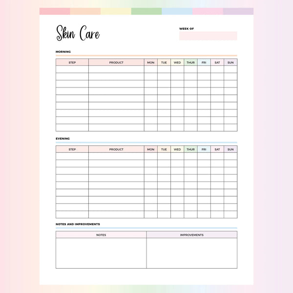 Skincare Routine Template A4 US Letter Sizes Instant Download Skincare Routine Template A4 US Letter Sizes Instant Download