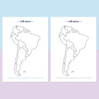 South America Travel Map Journal - Aqua and Light Purple