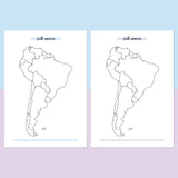 South America Travel Map Journal - Aqua and Light Purple