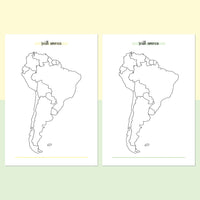 South America Travel Map Journal - Light Yellow and Light Green