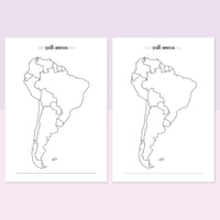 South America Travel Map Journal - Lavendar and Bright Pink