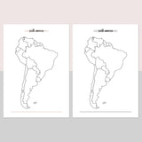 South America Travel Map Journal - Light Brown and Light Grey
