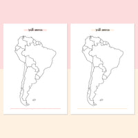 South America Travel Map Journal - Salmon Red and Bright Orange