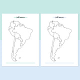South America Travel Map Journal - Teal and Light Blue