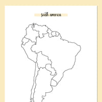 South America Travel Map Journal - Yellow