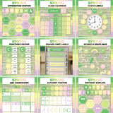 Fresh green and pink printable word wall cards and classroom decor - printable affirmation station, calendar, clock labels, fractions, drawer labels, accents, alphabet posters and birthday display