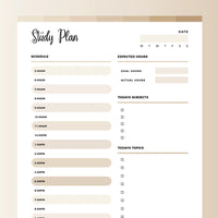 Student Study Planner PDF - Bohemian Color Scheme
