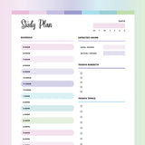 Student Study Planner PDF - Fruity Color Scheme