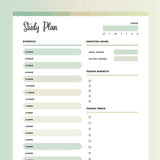 Student Study Planner PDF - Forrest Color Scheme