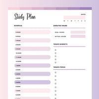 Student Study Planner PDF - Bubblegum Color Scheme