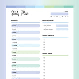 Student Study Planner PDF - Ocean Color Scheme
