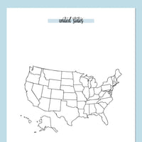 United States Travel Map Journal - Blue