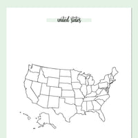 United States Travel Map Journal - Green