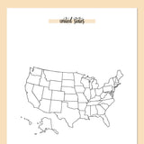 United States Travel Map Journal - Orange