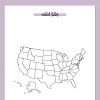United States Travel Map Journal - Purple