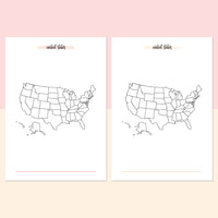 United States Travel Map Journal - Salmon Red and Bright Orange