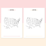 United States Travel Map Journal - Salmon Red and Bright Orange