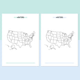 United States Travel Map Journal - Teal and Light Blue