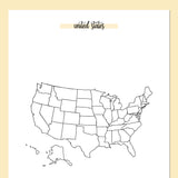 United States Travel Map Journal - Yellow