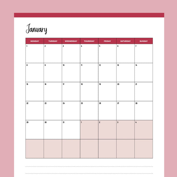 Vertical 2024 Calendar Printable  Monday Start Calendar – Plan