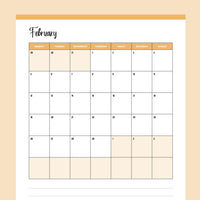 Vertical  2024 Calendar Printable - Monday Start - Orange