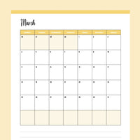 Vertical  2024 Calendar Printable - Monday Start - Yellow