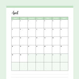 Vertical  2024 Calendar Printable - Monday Start - Green