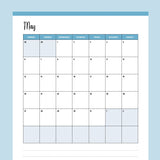Vertical  2024 Calendar Printable - Monday Start - Blue