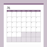 Vertical  2024 Calendar Printable - Monday Start - Purple