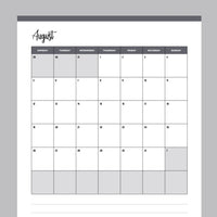 Vertical  2024 Calendar Printable - Monday Start - Grey