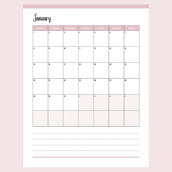 Vertical 2024 Calendar Printable Monday Start Calendar Plan Print Land