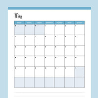 Vertical  2024 Calendar Printable - Sunday Start - Blue