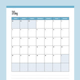 Vertical  2024 Calendar Printable - Sunday Start - Blue