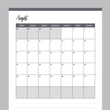 Vertical  2024 Calendar Printable - Sunday Start - Grey