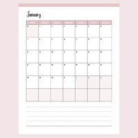 Vertical  2024 Calendar Printable - Sunday Start