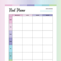 Weekly Meal Prep Template PDF - Fruity Color Scheme